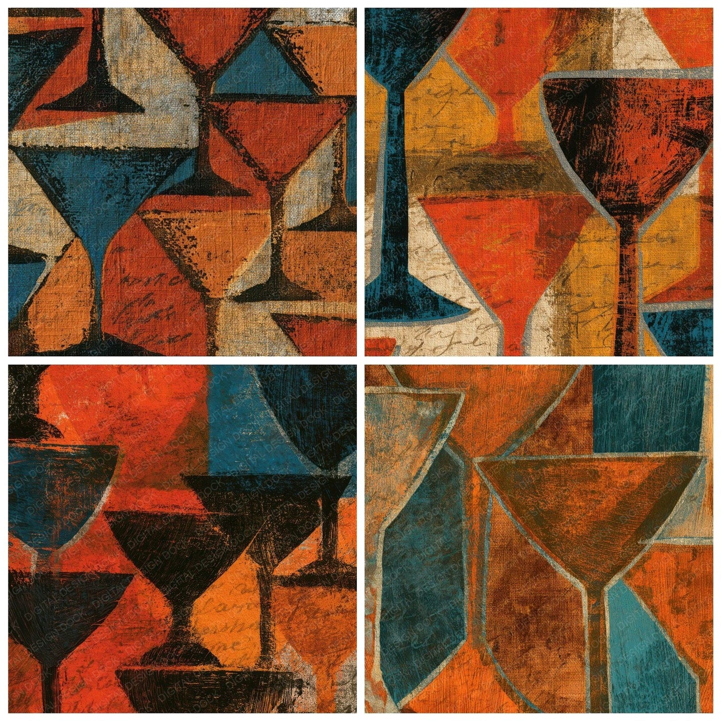 Woodcut Martini Copper Digital Paper Pack (DDD013584)