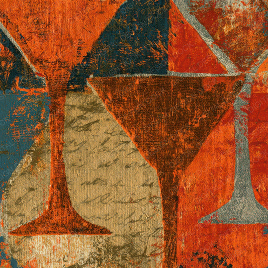 Woodcut Martini Copper Digital Paper Pack (DDD013584)