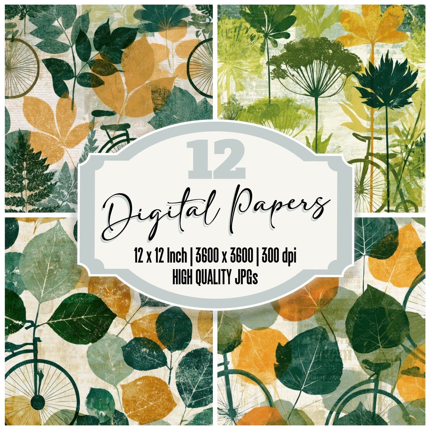 Blueprint Unicycles Butter Sage Digital Paper Pack (DDD013585)