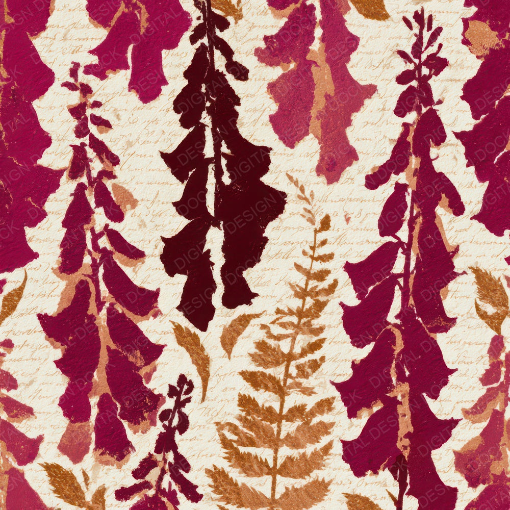 Collage Foxgloves Magenta Bone Digital Paper Pack (DDD013586)