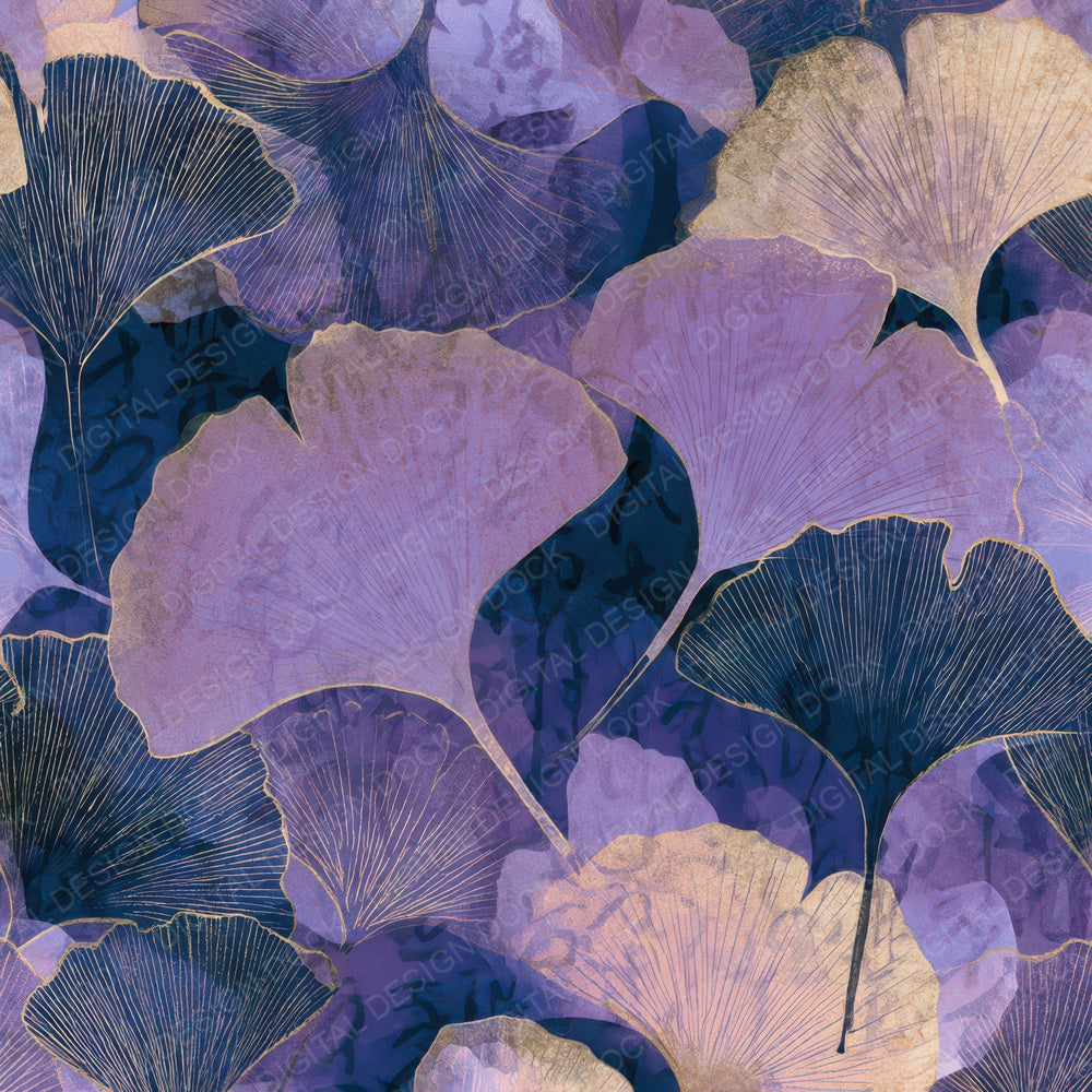 Etching Gingko Amethyst Lavender Digital Paper Pack (DDD013587)