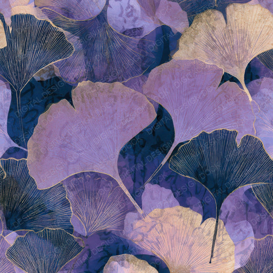 Etching Gingko Amethyst Lavender Digital Paper Pack (DDD013587)
