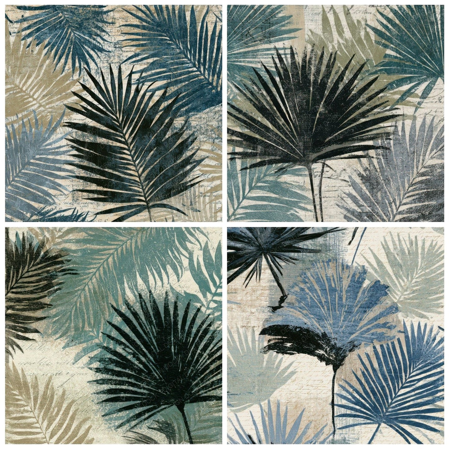 Etching Palm Fronds Linen Slate Digital Paper Pack (DDD013589)