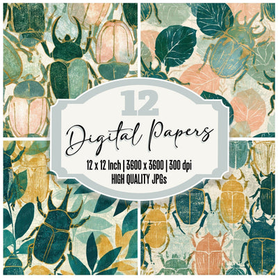 Indian Block Print Beetles Sage Primrose Digital Paper Pack (DDD013590)