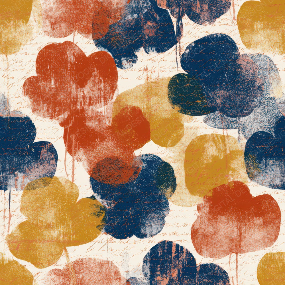 Indian Block Print Clover Mustard Navy Digital Paper Pack (DDD013591)