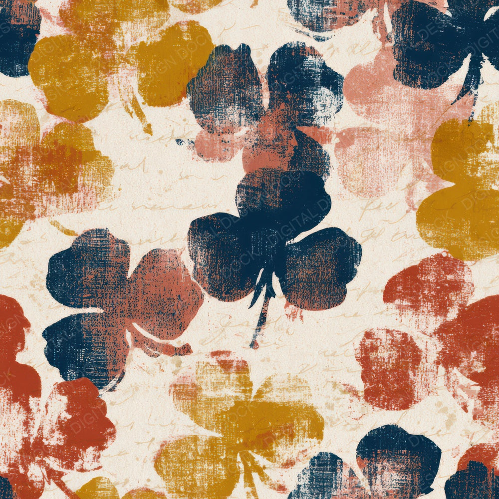 Indian Block Print Clover Mustard Navy Digital Paper Pack (DDD013591)