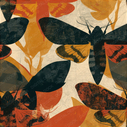 Papercut Death Head Moths Terracotta Seamless Digital Paper Pack (DDD013596)