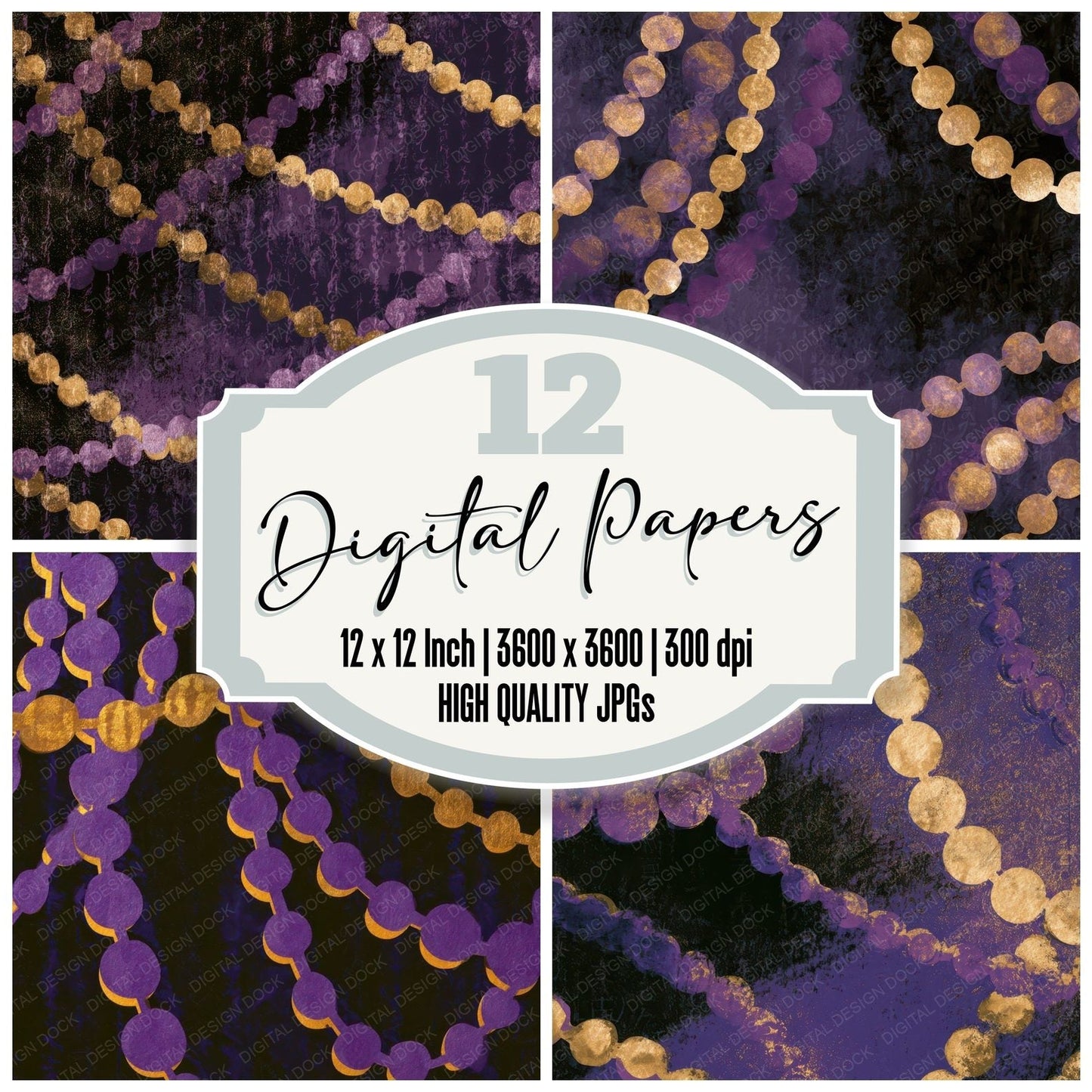 Papercut Mardi Gras Beads Mauve Plum Digital Paper Pack (DDD013597)