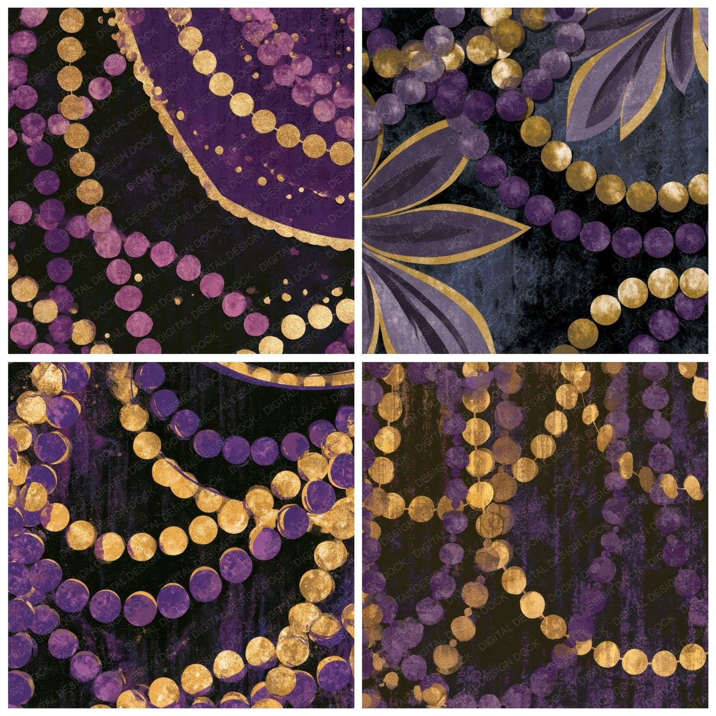 Papercut Mardi Gras Beads Mauve Plum Digital Paper Pack (DDD013597)