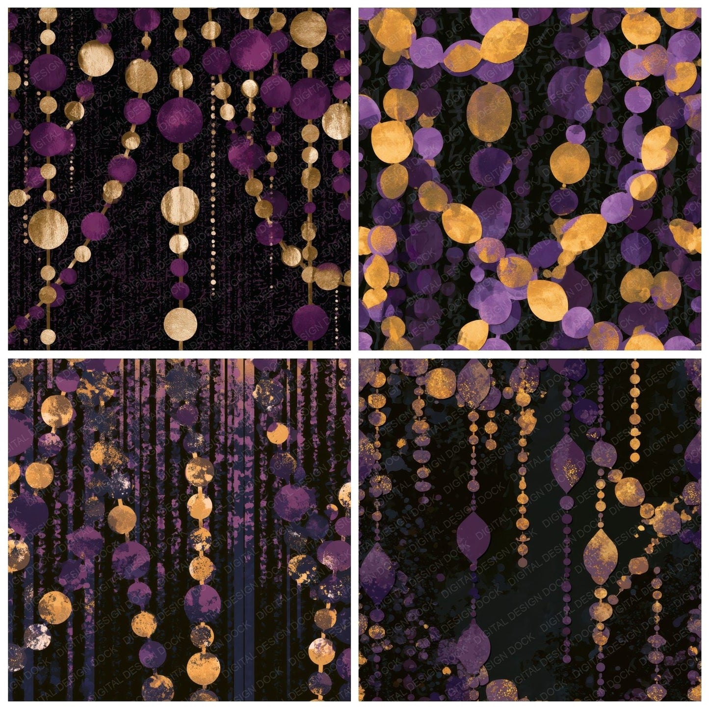 Papercut Mardi Gras Beads Mauve Plum Digital Paper Pack (DDD013597)
