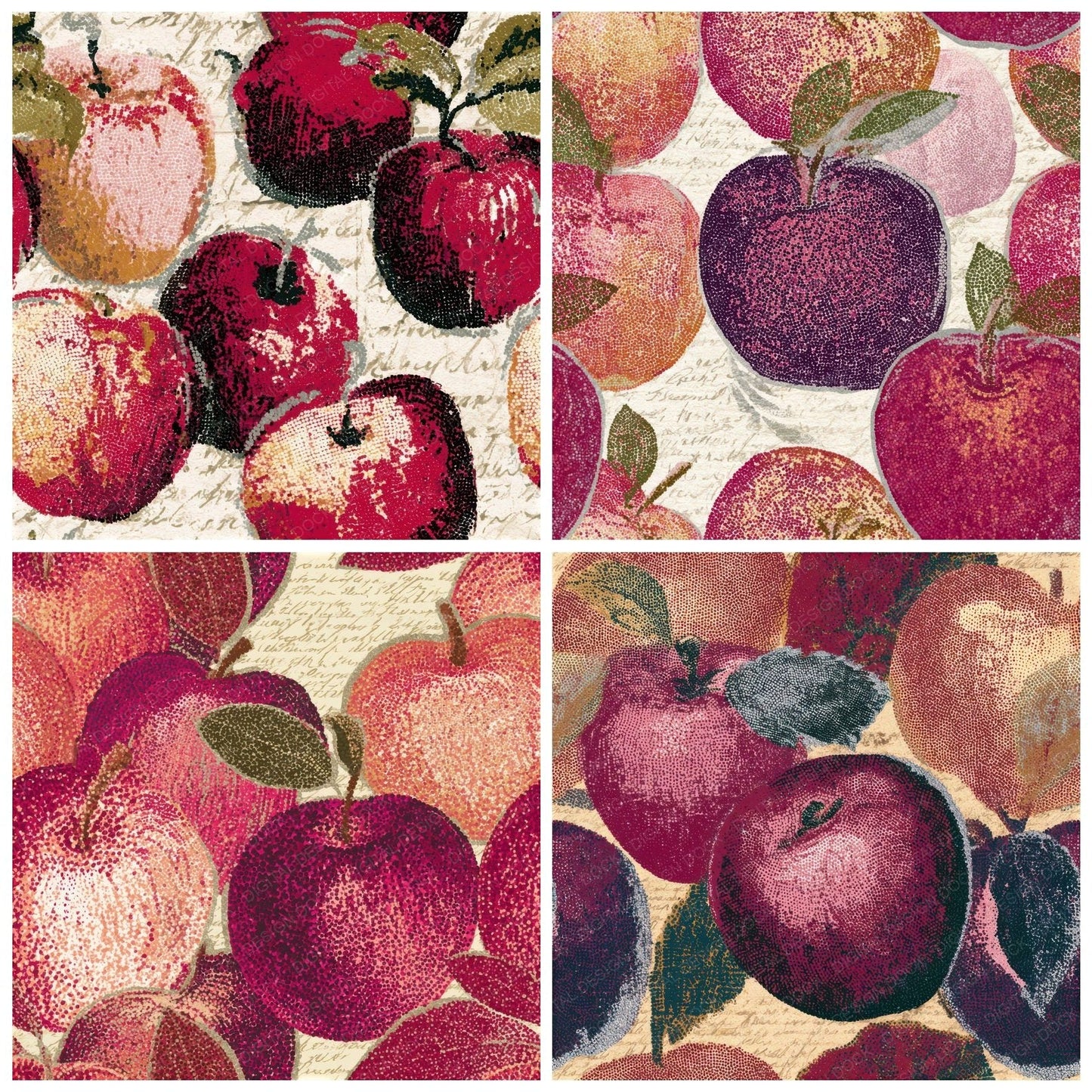 Pointillism Caramel Apples Wine Rose Seamless Digital Paper Pack (DDD013598)