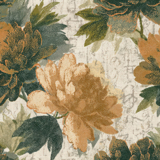 Pointillism Peony Fern Ochre Digital Paper Pack (DDD013600)