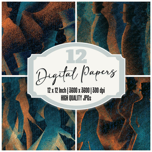 Pointillism Ringmasters Tangerine Turquoise Digital Paper Pack (DDD013601)