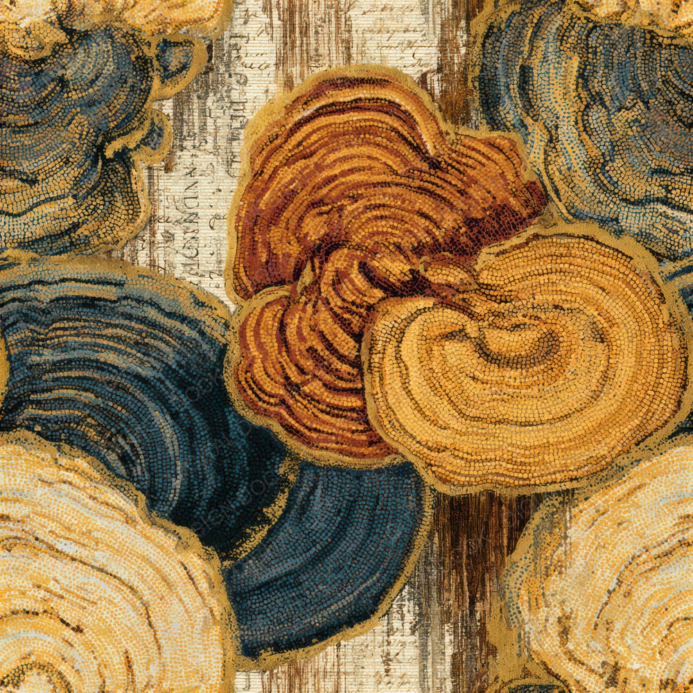 Pointillism Turkey Tail Caramel Seamless Digital Paper Pack (DDD013602)