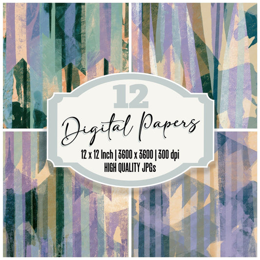 Screenprint Carnival Banners Lilac Sage Digital Paper Pack (DDD013603)