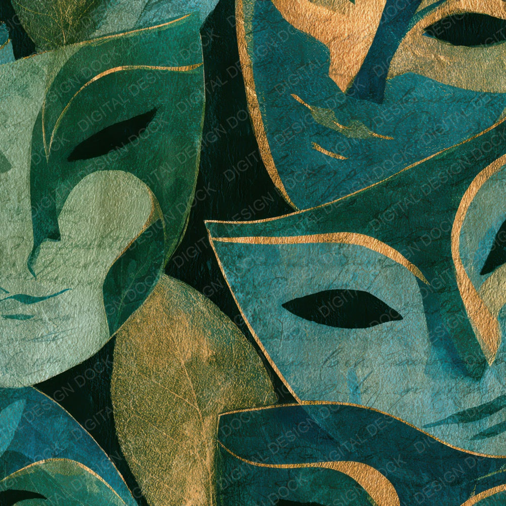 Blueprint Carnival Masks Mint Jade Digital Paper Pack (DDD013605)