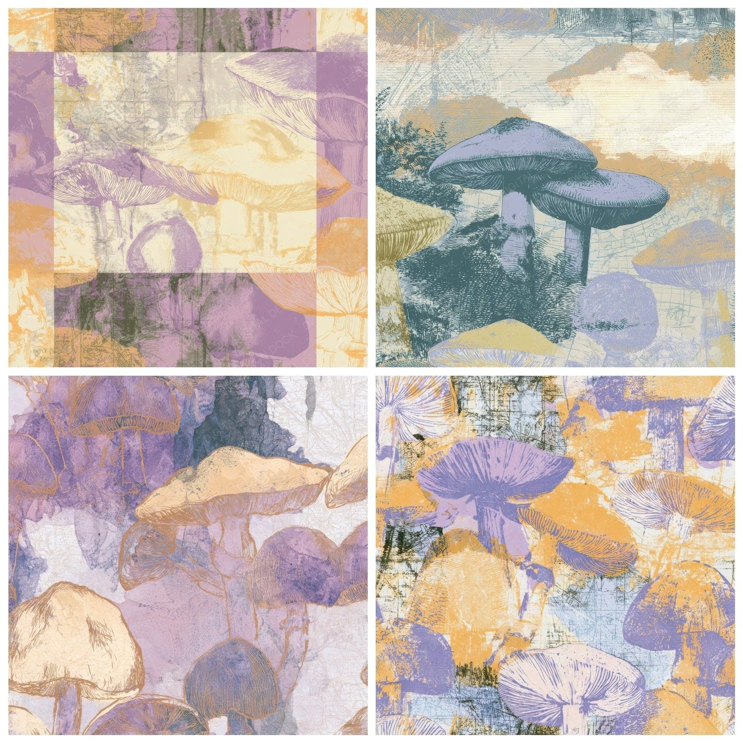 Etching Death Caps Lavender Butter Digital Paper Pack (DDD013609)