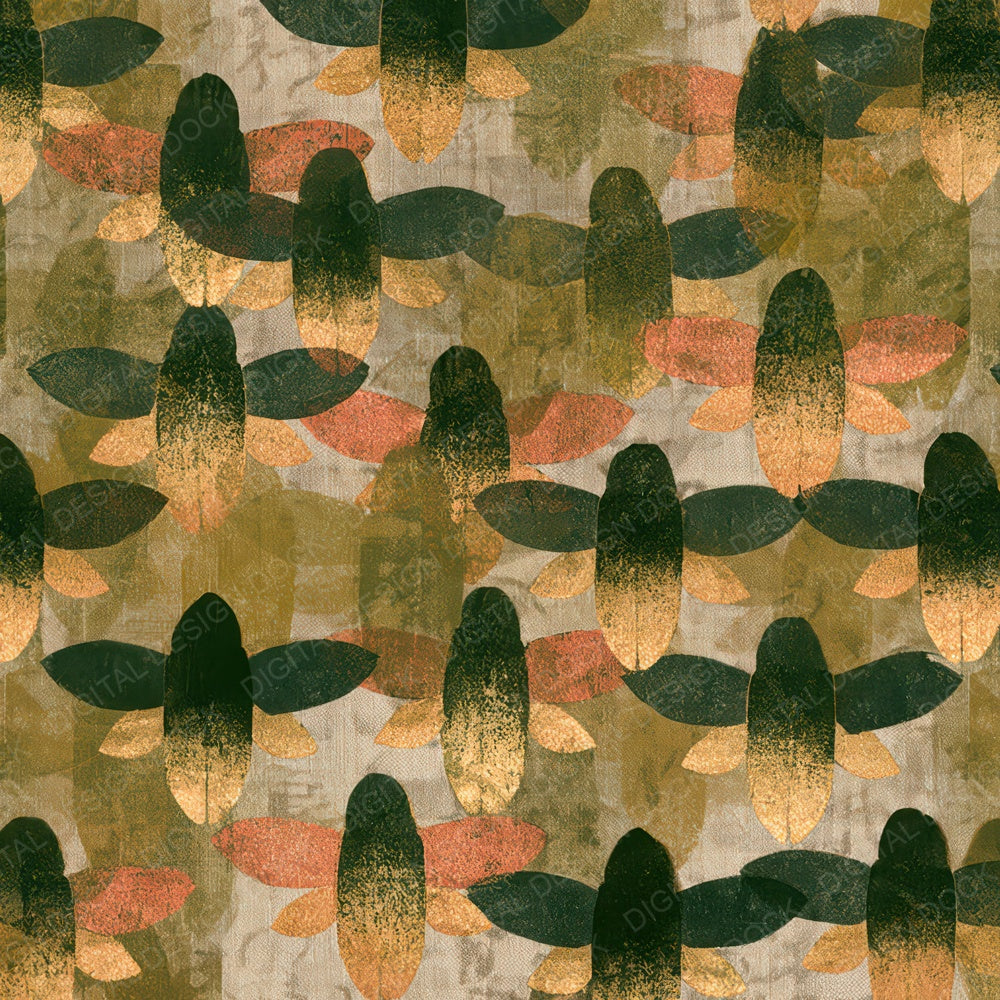 Indian Block Print Jewel Beetles Olive Ochre Digital Paper Pack (DDD013611)