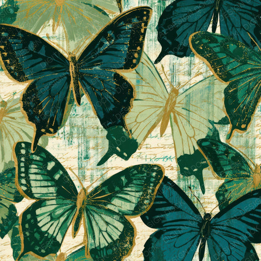 Indian Block Print Swallowtail Sage Forest Digital Paper Pack (DDD013614)