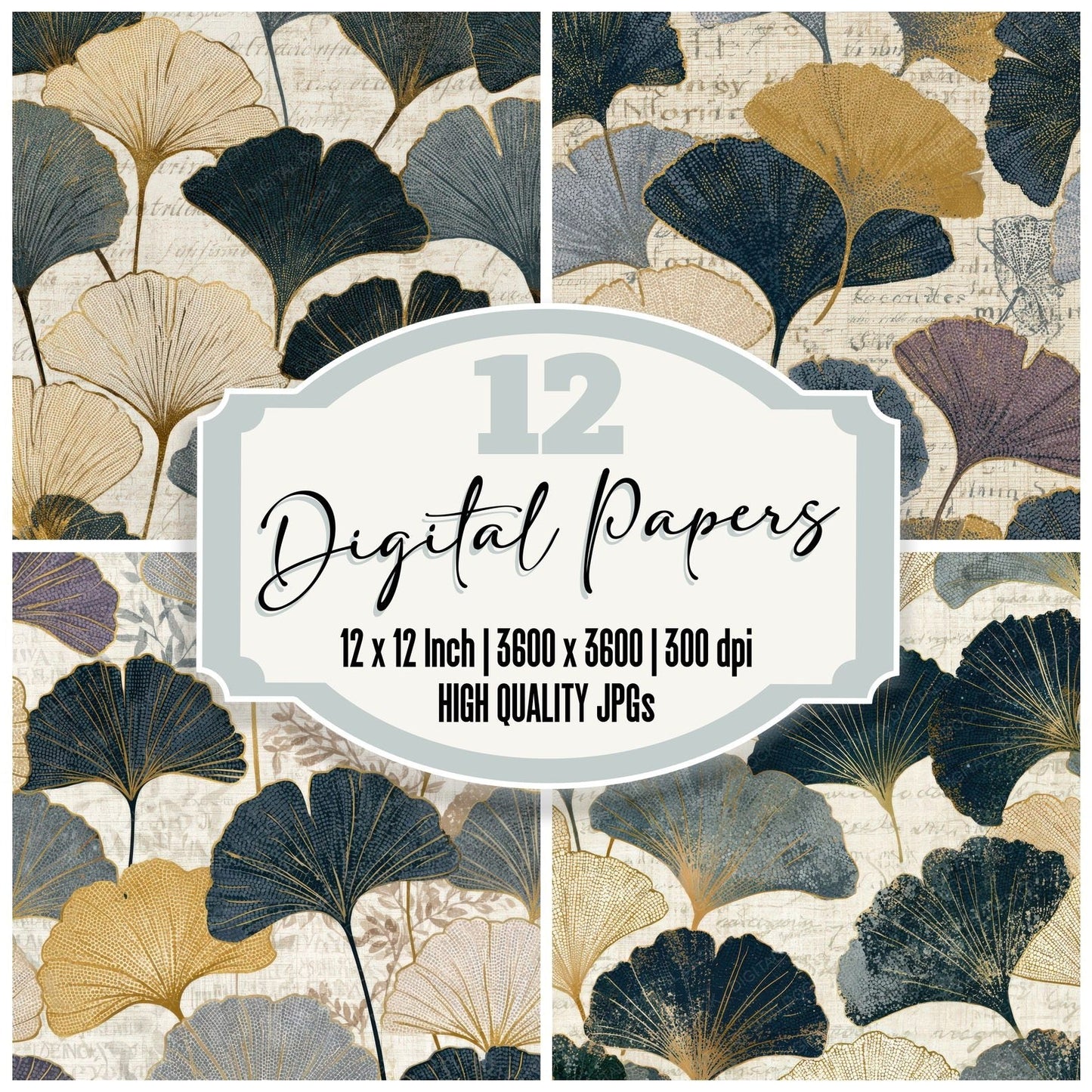 Pointillism Gingko Oyster Storm Digital Paper Pack (DDD013616)
