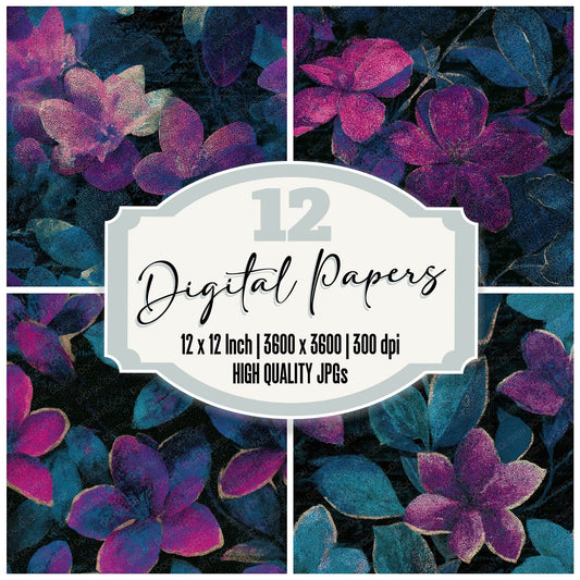 Pointillism Jasmine Electric Pink Cyan Seamless Digital Paper Pack (DDD013617)