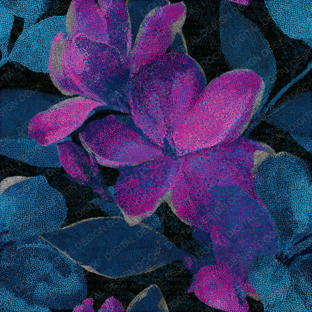 Pointillism Jasmine Electric Pink Cyan Seamless Digital Paper Pack (DDD013617)