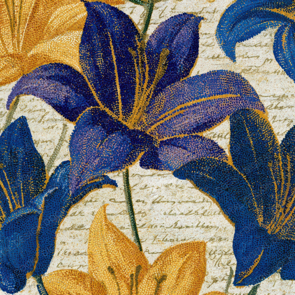 Pointillism Lilies Cobalt Yellow Digital Paper Pack (DDD013618)