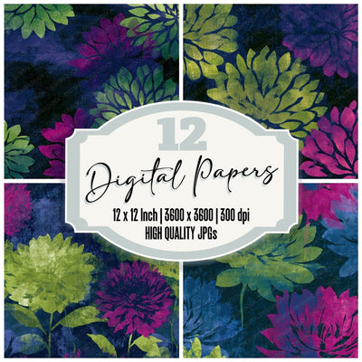 Screenprint Dahlias Neon Magenta Digital Paper Pack (DDD013619)