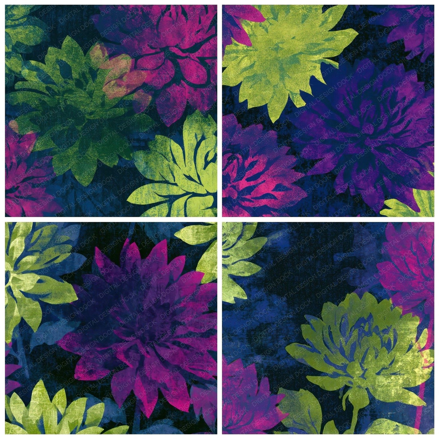 Screenprint Dahlias Neon Magenta Digital Paper Pack (DDD013619)