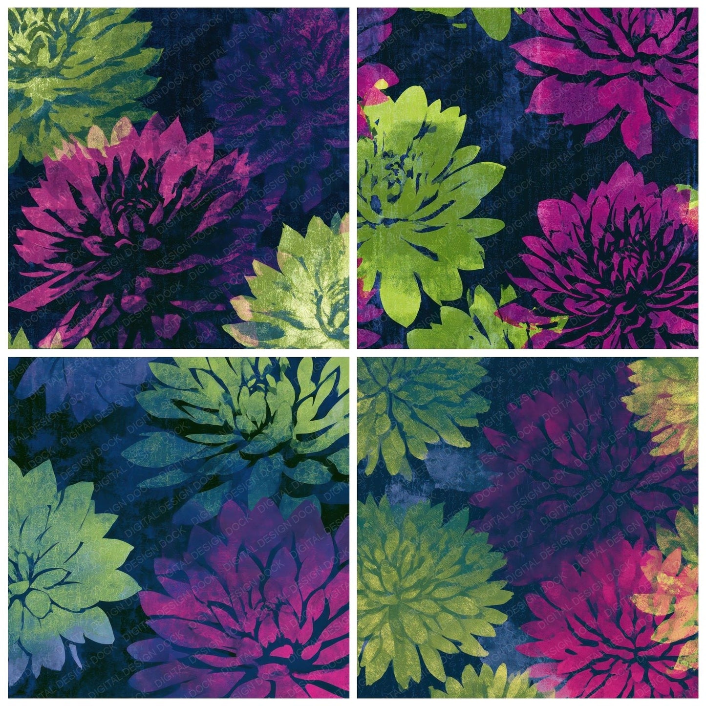 Screenprint Dahlias Neon Magenta Digital Paper Pack (DDD013619)