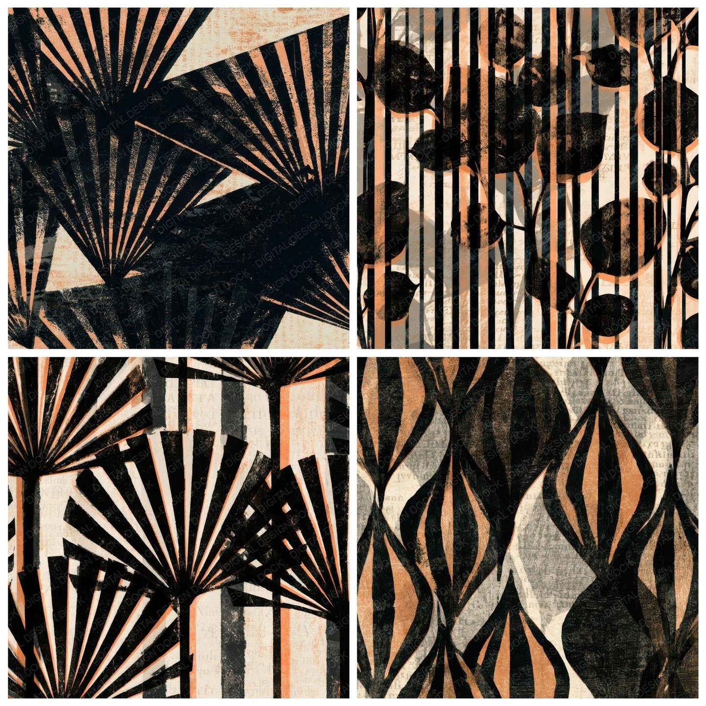 Woodblock Big Top Stripes Cream Digital Paper Pack (DDD013621)