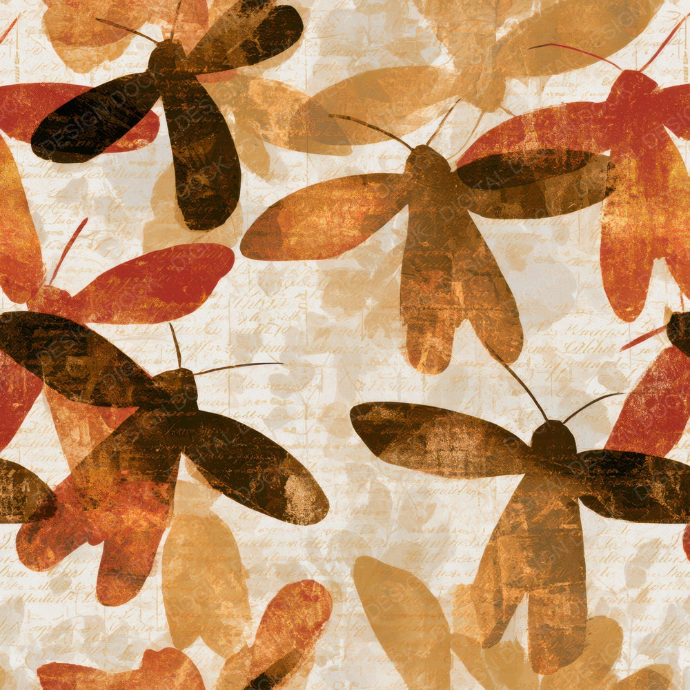 Woodblock Fireflies Umber Bone Digital Paper Pack (DDD013623)