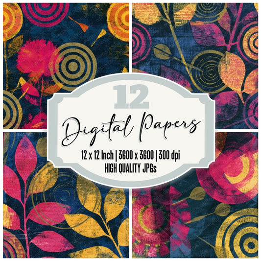 Monoprint Targets Darts Pink Yellow Navy Digital Paper Pack (DDD013633)