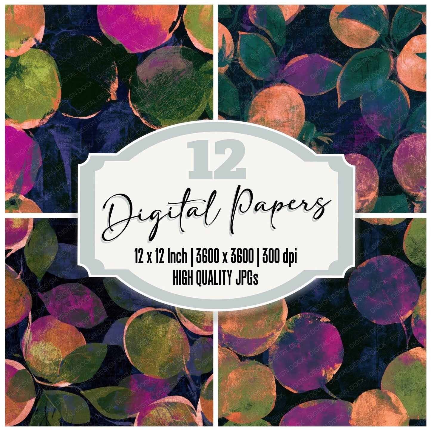 Scratchboard Apricots Neon Magenta Digital Paper Pack (DDD013635)