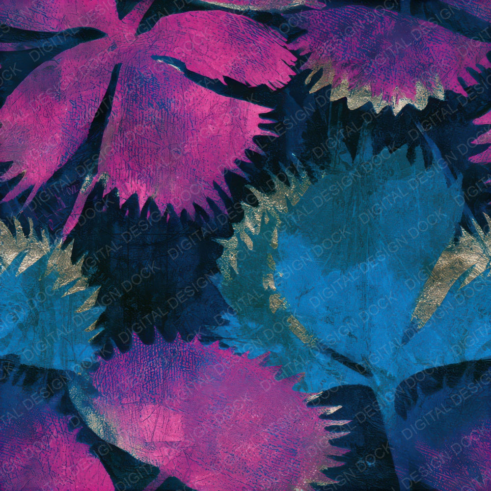 Scratchboard Venus Flytrap Pink Cyan Seamless Digital Paper Pack (DDD013636)