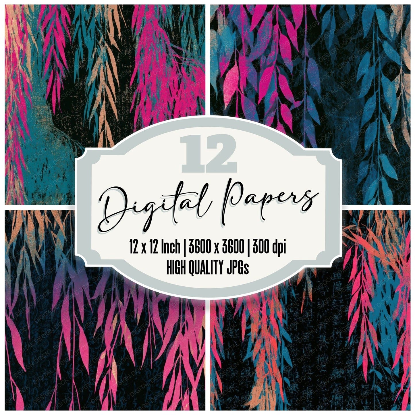 Screenprint Willow Pink Cyan Digital Paper Pack (DDD013637)