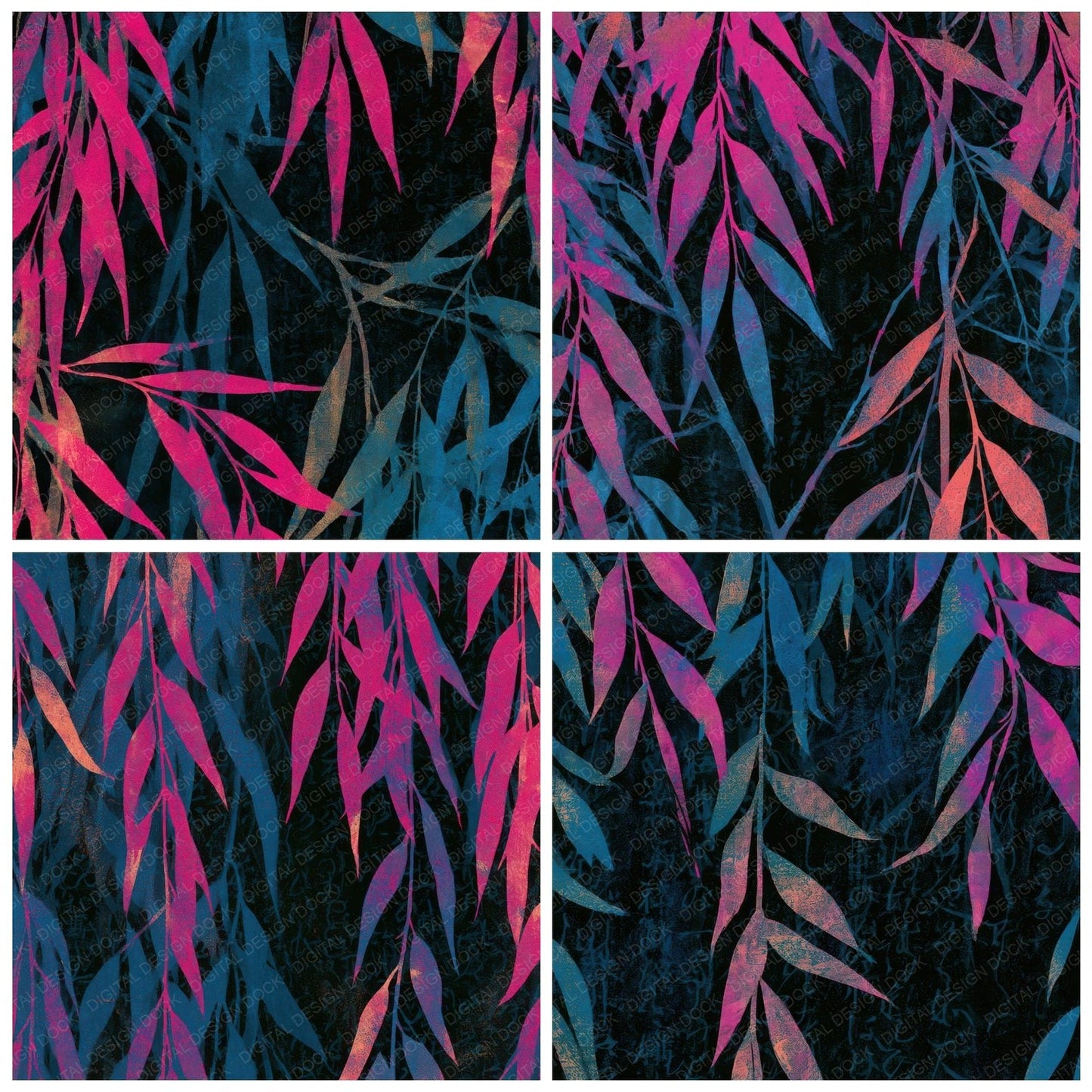 Screenprint Willow Pink Cyan Digital Paper Pack (DDD013637)
