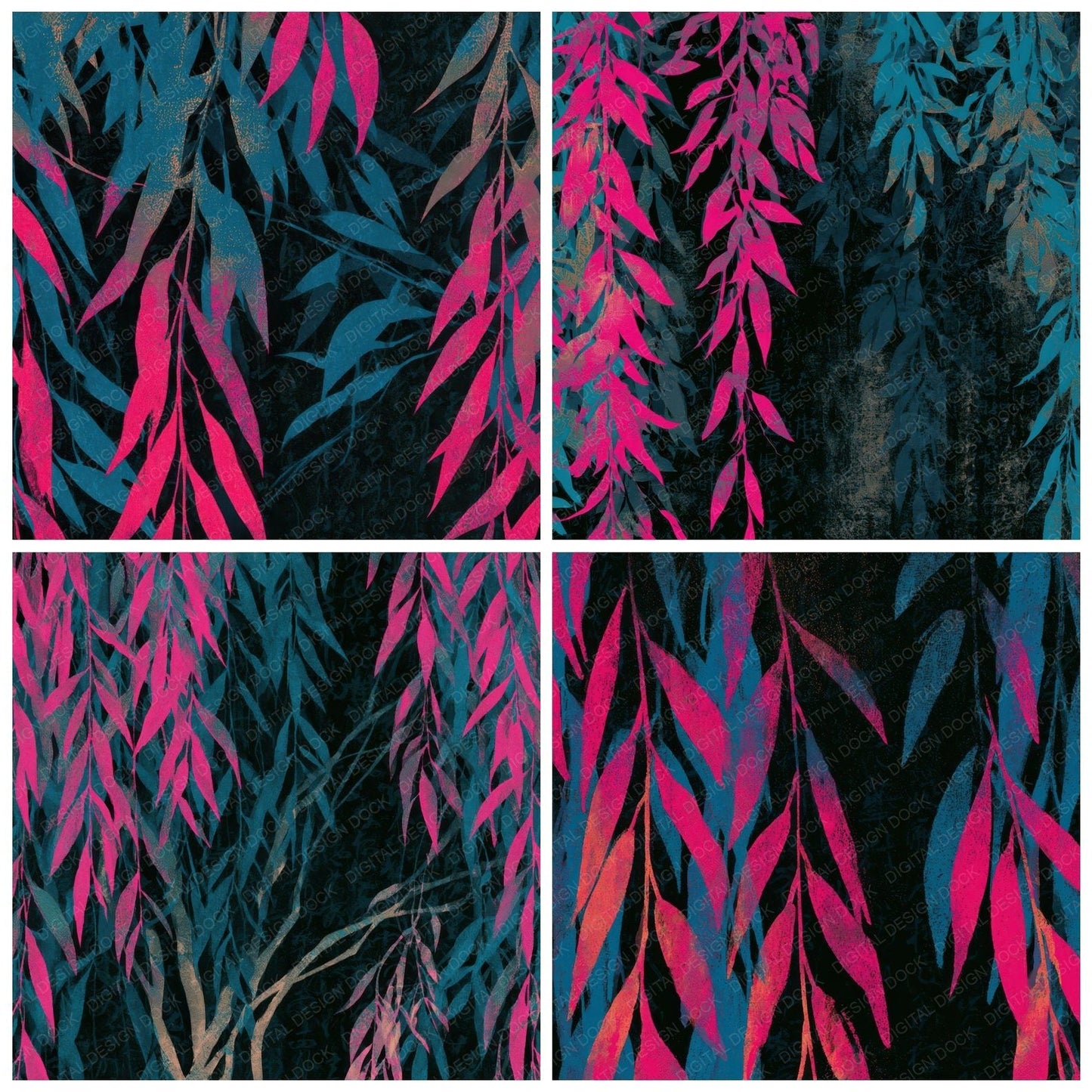Screenprint Willow Pink Cyan Digital Paper Pack (DDD013637)
