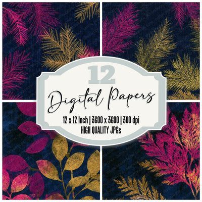 ASCII Evergreen Typographic Pink Yellow Digital Paper Pack (DDD013646)