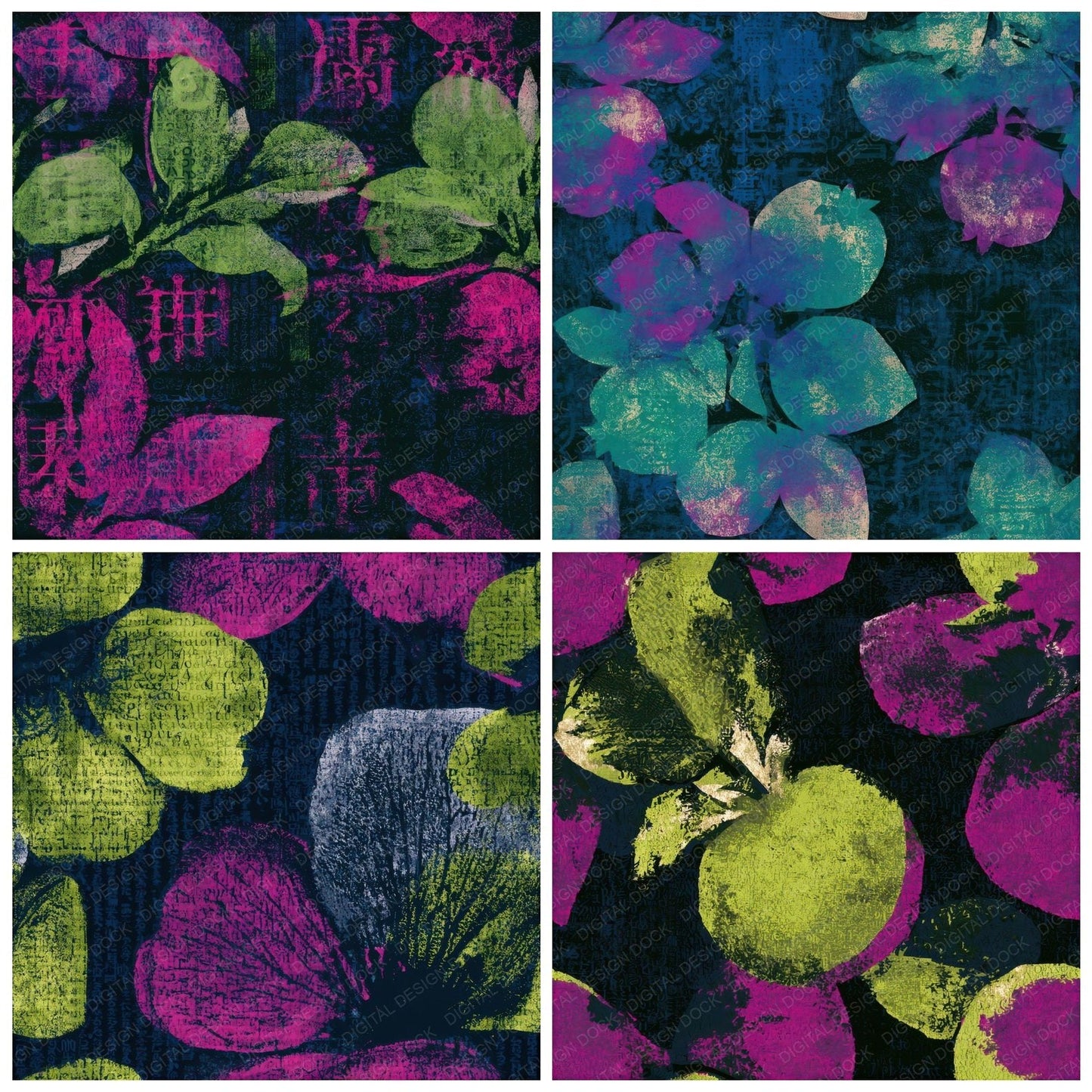 ASCII Quince Neon Magenta Seamless Digital Paper Pack (DDD013648)