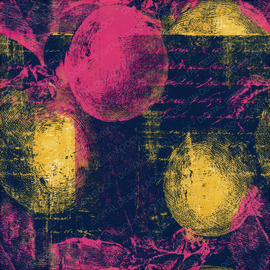 Etching Medlars Hot Pink Yellow Navy Seamless Digital Paper Pack (DDD013649)