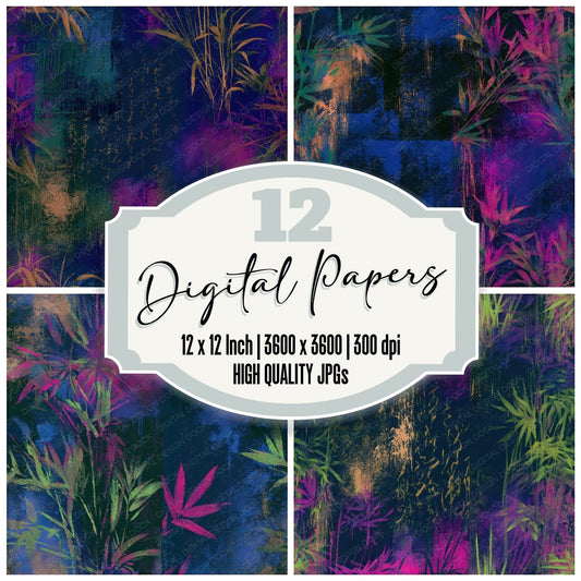 Graffiti Grasses Neon Magenta Seamless Digital Paper Pack (DDD013650)