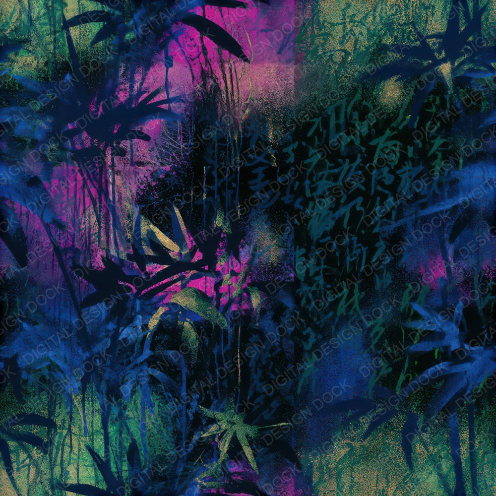 Graffiti Grasses Neon Magenta Seamless Digital Paper Pack (DDD013650)