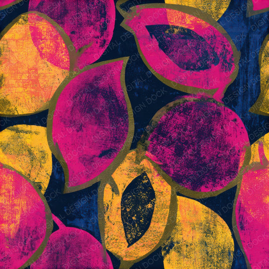 Indian Block Print Tropical Fruit Navy Seamless Digital Paper Pack (DDD013653)