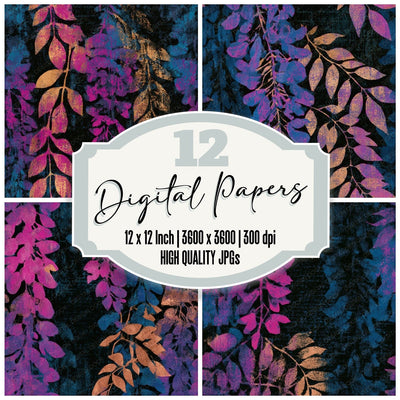 Indian Block Print Wisteria Electric Pink Seamless Digital Paper Pack (DDD013654)