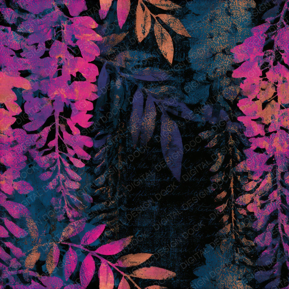 Indian Block Print Wisteria Electric Pink Seamless Digital Paper Pack (DDD013654)
