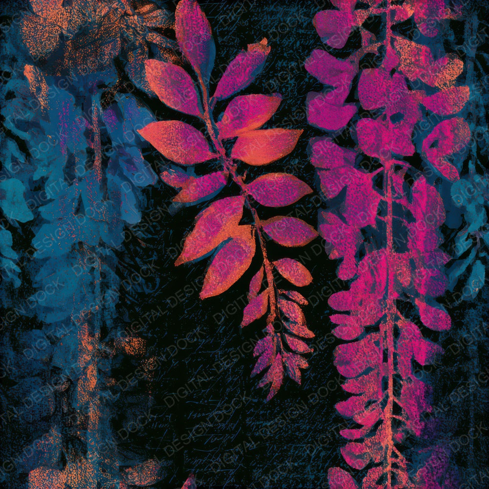 Indian Block Print Wisteria Electric Pink Seamless Digital Paper Pack (DDD013654)
