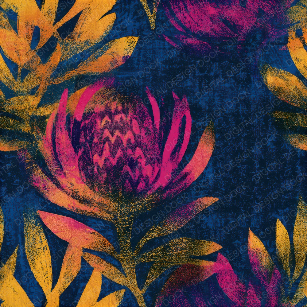 Monoprint Banksia Hot Pink Navy Seamless Digital Paper Pack (DDD013657)