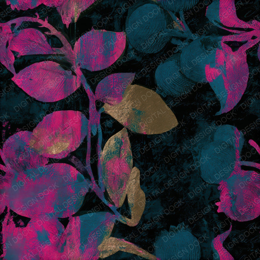 Etching Blueberries Electric Pink Seamless Digital Paper Pack (DDD013668)
