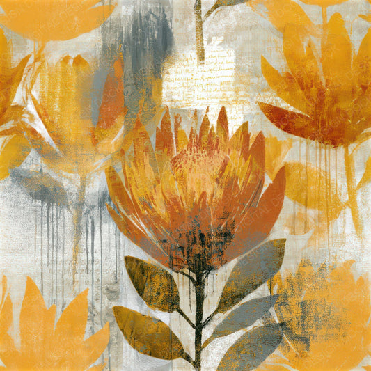 Graffiti Protea Wheat Gold Seamless Digital Paper Pack (DDD013670)